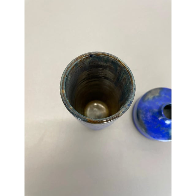 Ceramic Blue Ceramic Studio Vase from Gerhard Liebenthron, Germany, 1970s, Set of 2 For Sale - Image 7 of 18