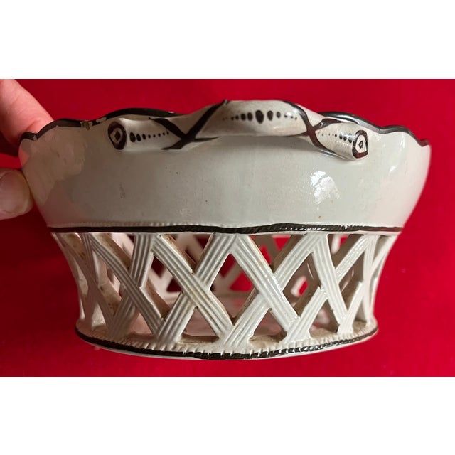 Antique Early 19th Century English Georgian Creamware Chestnut Basket For Sale - Image 10 of 12