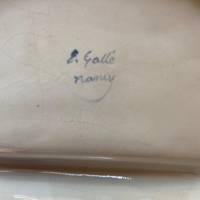 Cream Majolica Asparagus Plate by Emile Gallé For Sale - Image 8 of 9