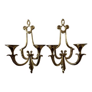 1950s Solid Brass Wall Sconces - a Pair For Sale