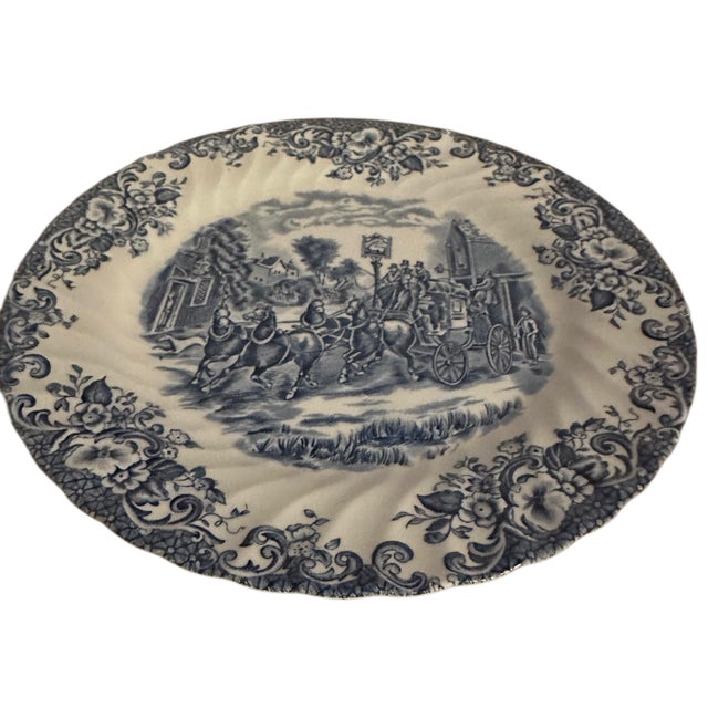 Mid-Century Modern Vintage Blue and White Ironstone Plate Titled 'Coaching Scenes' by Johnson Brothers For Sale - Image 3 of 11