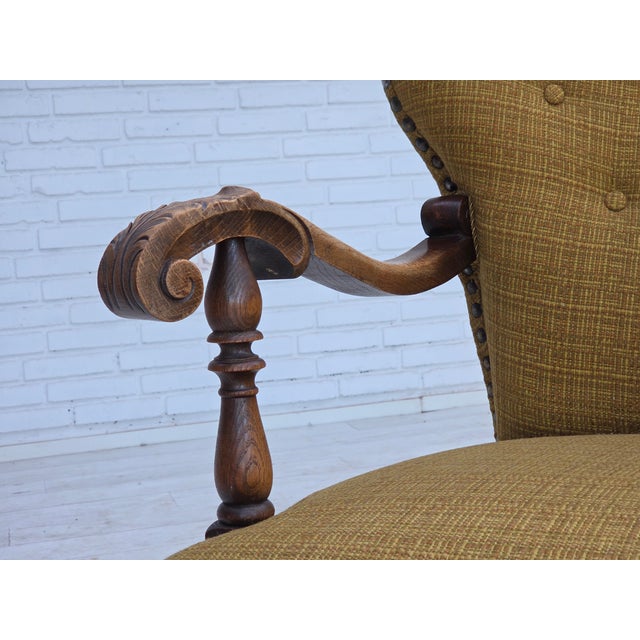Danish Armchair in Green Furniture Wool and Oak Wood, 1960s For Sale - Image 13 of 18