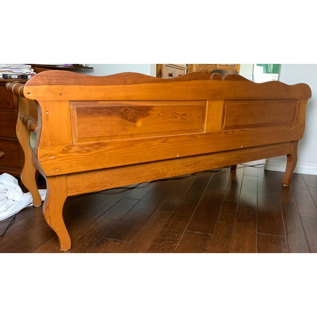 Mid 19th Century Canadian Pine Upholstered Bench For Sale - Image 4 of 5