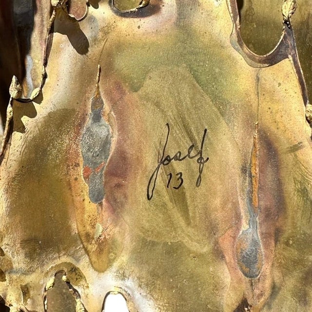 Metal Josef Signed 1973 Brutalist Large Art Copper Metal Welded Wall Sculpture-Rare For Sale - Image 7 of 17