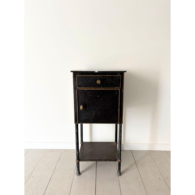 Metal Modern French Steel Side Table Cabinet, 1930 For Sale - Image 7 of 8