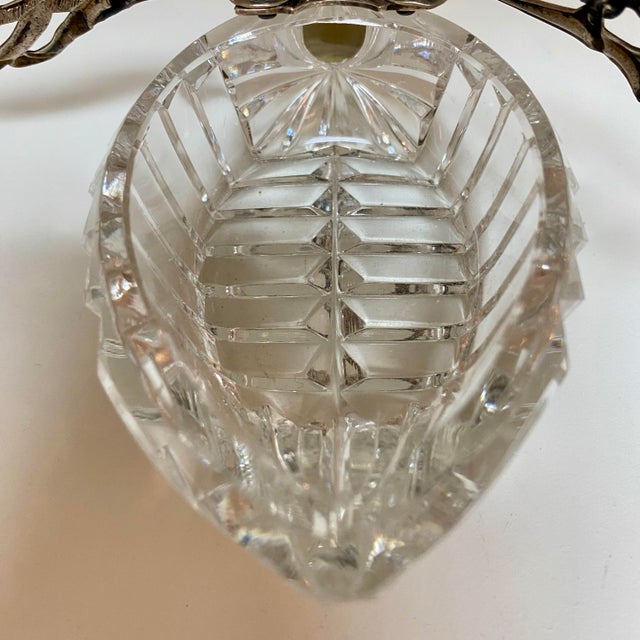 Glass Vintage Silver and Crystal Salt or Sugar Swan For Sale - Image 7 of 12