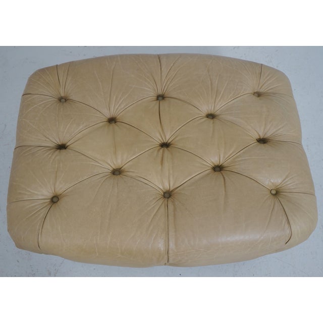 Chesterfield Style Tufted Leather Ottoman Stool For Sale - Image 4 of 13
