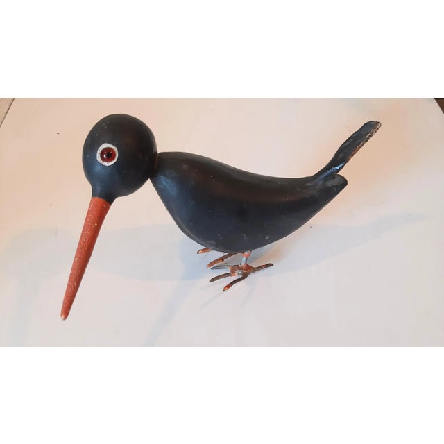 Folk Art Wooden Blackbird Crow Bird For Sale - Image 10 of 11
