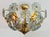 Vintage Water Green Floral Flush Mount Chandelier, Hand-Painted Glass Flower Ceiling Light, Mid-Century Brass Light Fixture - Pair For Sale - Image 15 of 17