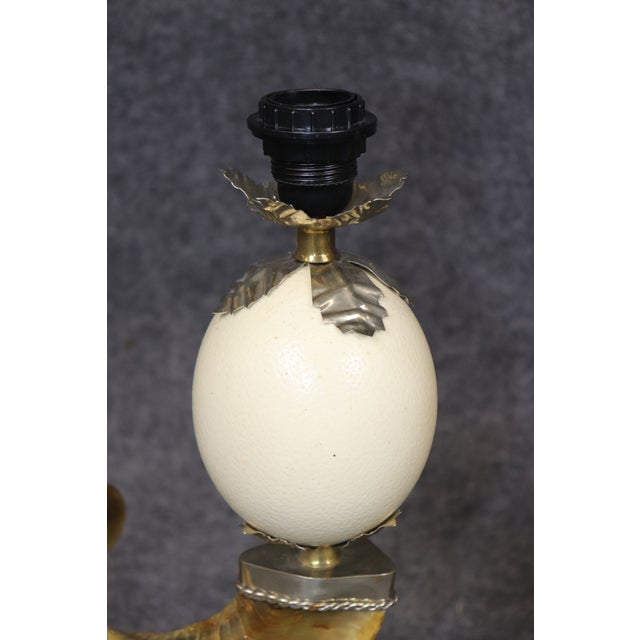 Bone 20th C. Pair Anthony Redmile Style Hollywood Regency Brass Mounted Horn Lamps For Sale - Image 7 of 11