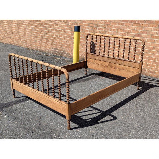 Brown Antique Jenny Lind Spool Bed | Full Size Wooden Frame | Vintage Victorian Cottage Farmhouse Decor For Sale - Image 8 of 9