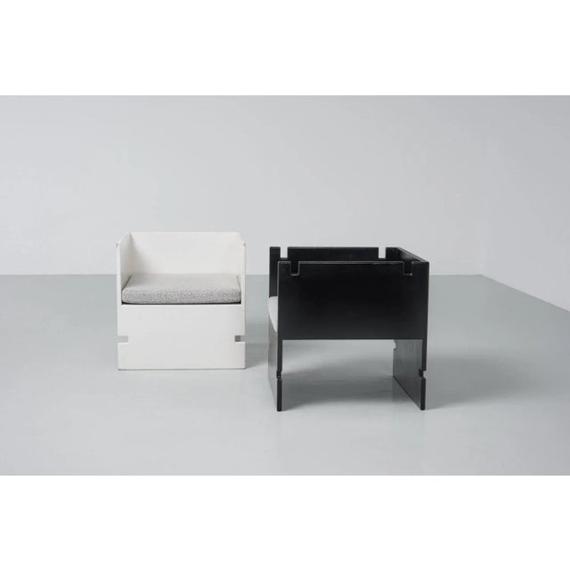 Astonishing and unique pair of lounge chairs designed and manufactured by Gigi Radici, Italy 1960. These 2 chairs come...