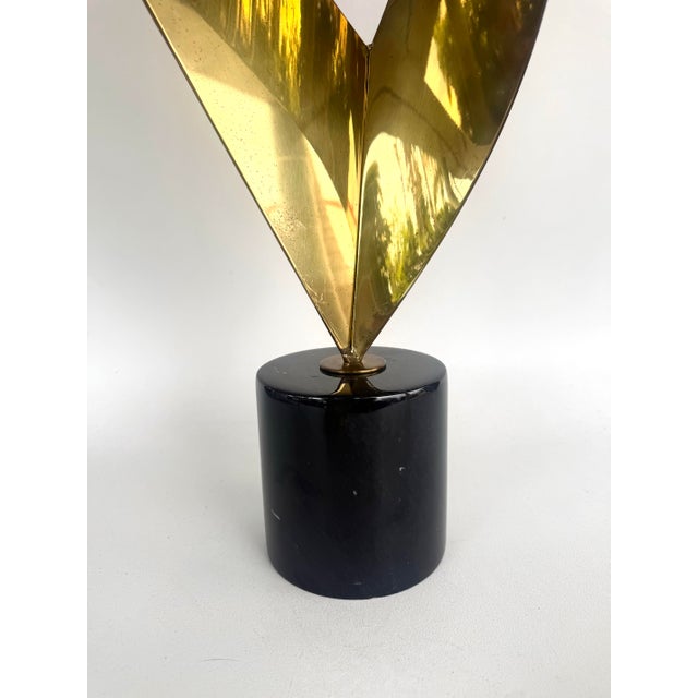 Vintage 1980's Curtis Jere Brass Ribbon Sculpture on a Marble Base For Sale In Miami - Image 6 of 12