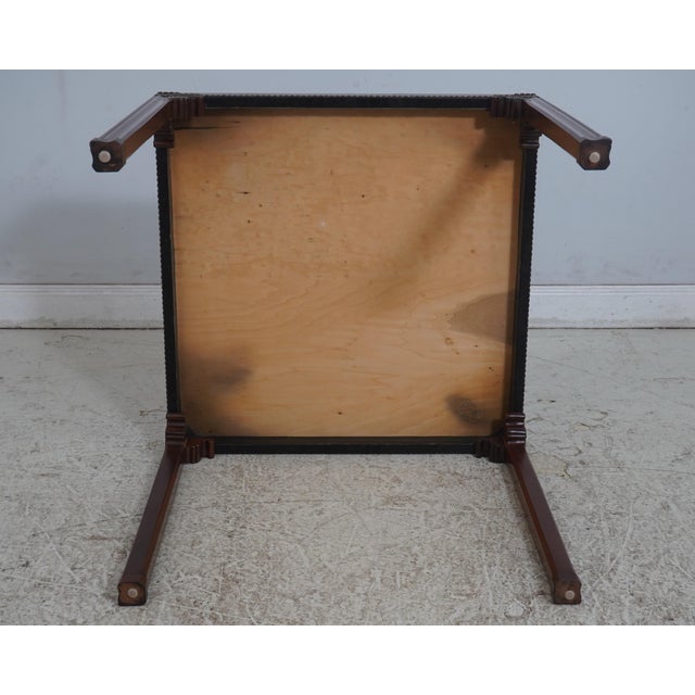 Stunning Chippendale Style Leather Top Square Card Table For Sale - Image 12 of 12