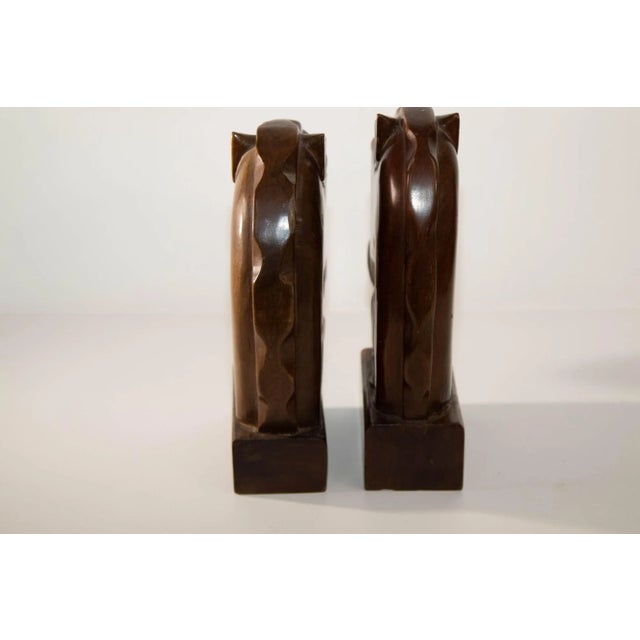 Brown Vintage Hand Carved Wooden Art Deco Horse Head Bookends a Pair For Sale - Image 8 of 13