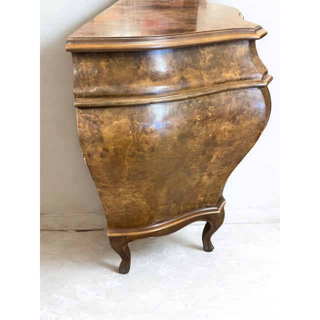 Italian Vintage Bombay Style Burl Walnut Chest For Sale - Image 3 of 5