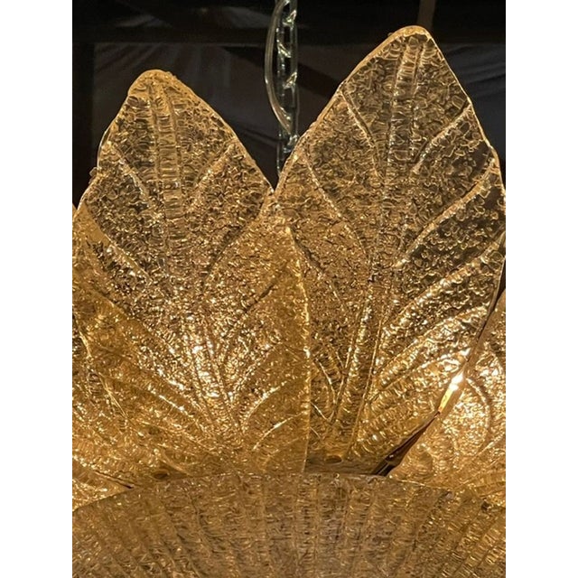 Early 21st Century Murano Gold Granola Glass Leaf Form Flush Mount Chandeliers For Sale - Image 5 of 7