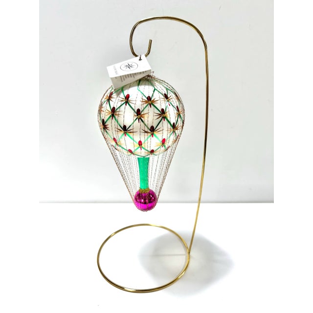 Vintage Christopher Radko Hot Air Balloon Ornament – Hand Blown Glass For Sale - Image 4 of 10