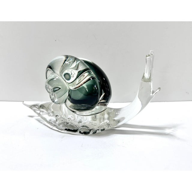 1980s Handblown Glass Snail Sculpture – Murano Mid Century Art Glass For Sale - Image 5 of 12