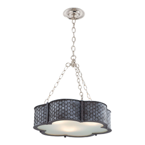 The Urban Electric Company "Betty Hang" Handcrafted Scalloped Metal Drum Chandelier in Pewter