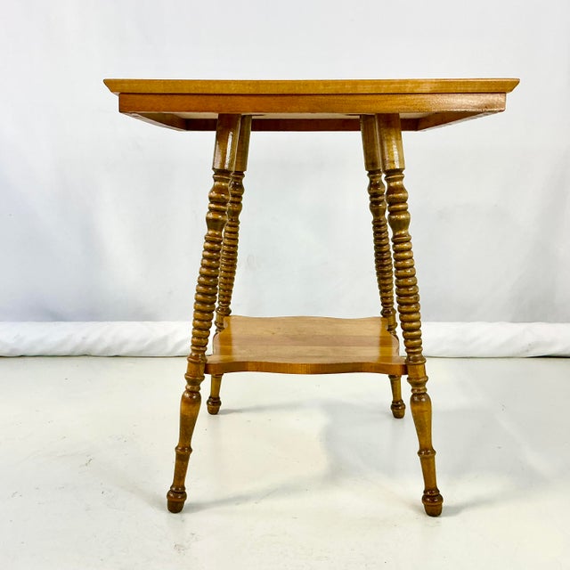 1920s Antique Americana Boho Chic Bobbin Leg Maple Center Table. For Sale - Image 13 of 15