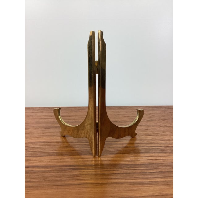 Vintage Pair of Solid Brass Hinged Plate / Art Display Easel For Sale In Las Vegas - Image 6 of 9