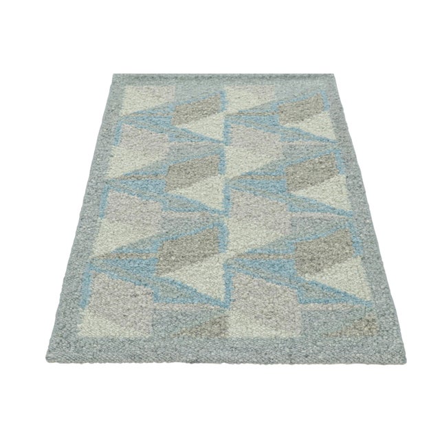 2010s Rug & Kilim's Scandinavian Style Rug in Blue With Geometric Patterns For Sale - Image 5 of 7