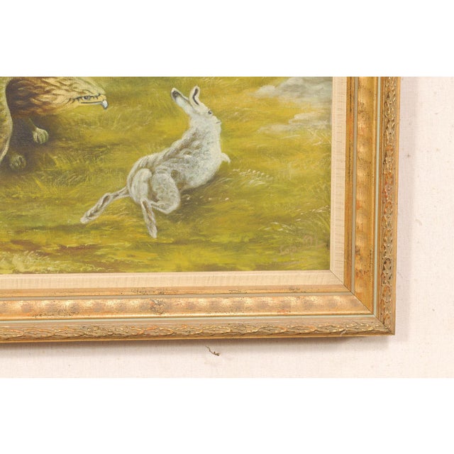 Swedish Painting of a Hawk W/Rabbit, 1950's For Sale - Image 12 of 12