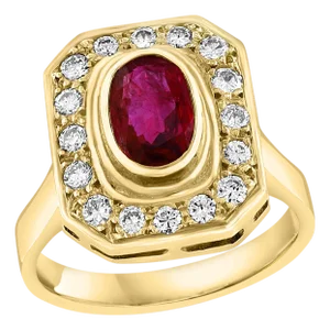 1.4 Carat Natural Oval Ruby and 0.80 Carat Diamond 18 Karat Gold Ring