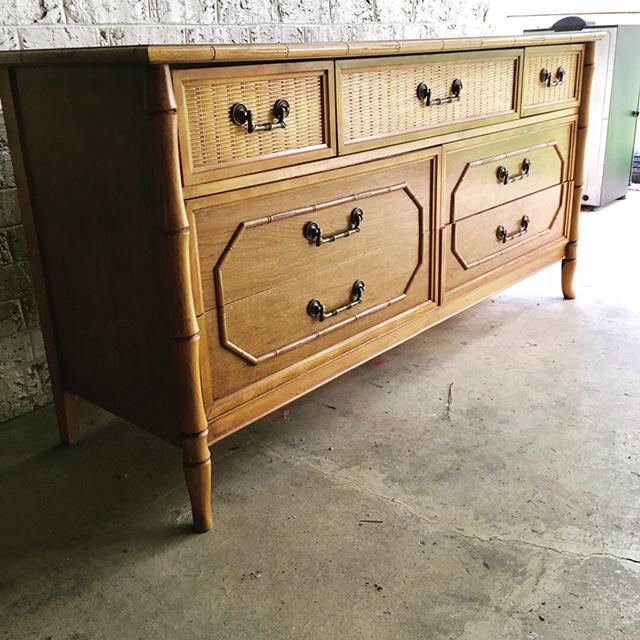 1960s Vintage Broyhill Faux Bamboo Wicker Dresser Chairish