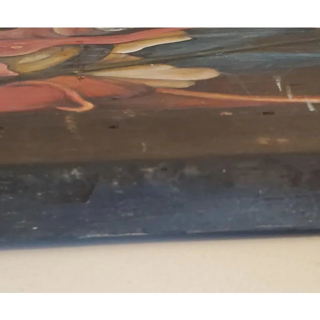 Red Colonial Man Oil on Wood Painting, Vintage For Sale - Image 8 of 12