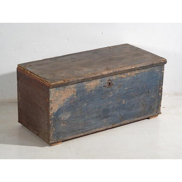 Rustic Antique Cobalt Blue Chest, 1920s For Sale - Image 3 of 17