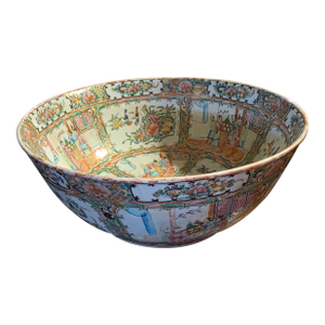 Large Antique Rose Medallion Punch Bowl