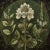 Grisaille Dark Green Flowers - Botanical Fine Art Print Dimensions: Print size (in): 18 x 18 (additional white borders for...