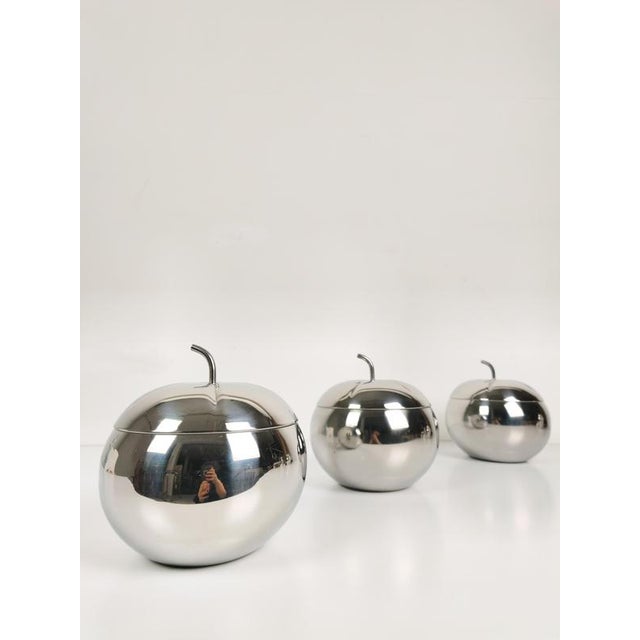 Silver Pop Stainless Steel Apple Box Ice Bucket in the style of Sottsass, Italy, 1970s For Sale - Image 8 of 18