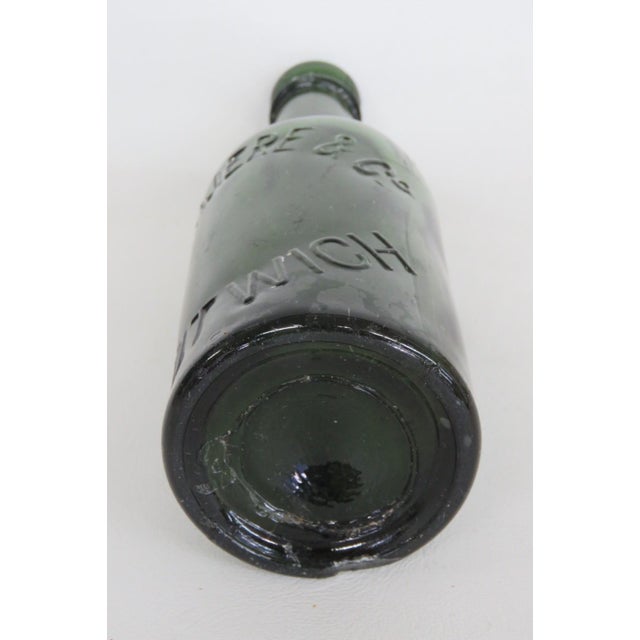 Bottle Green Pickmere and Co Nantwich Blown Glass Bottle Empty Green Embossed Vessel 5122b For Sale - Image 8 of 12