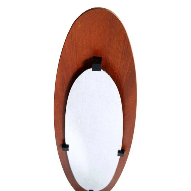 Wood Italian Teak Bentwood Wall Mirror by Franco Campo & Carlo Graffi for Home, 1960s For Sale - Image 7 of 8