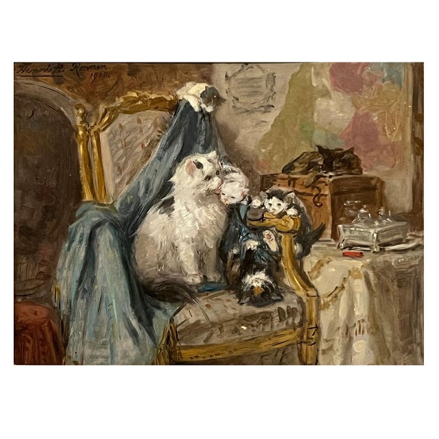 Henriette Ronner-Knip Oil on Board Painting, Kittens at Play For Sale - Image 12 of 16