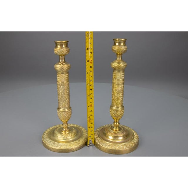 French Louis XVI Style Brass Candlesticks, 1920s, Set of 2 For Sale - Image 17 of 18