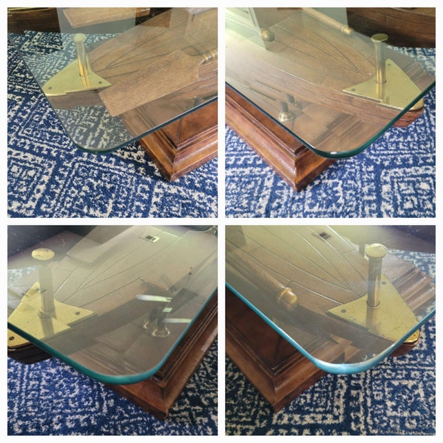 Mid 20th Century Attributed Maitland Smith Double Dory Glass Top Cocktail Table For Sale - Image 10 of 11