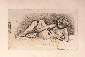 Valér Ferenczy, Reclined Nude, Etching, 1930s