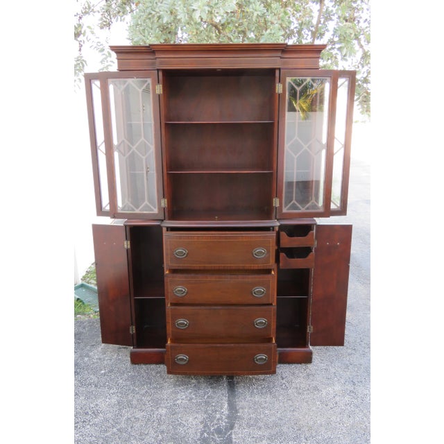 Maddox Mahogany Breakfront China Display Cupboard Chairish