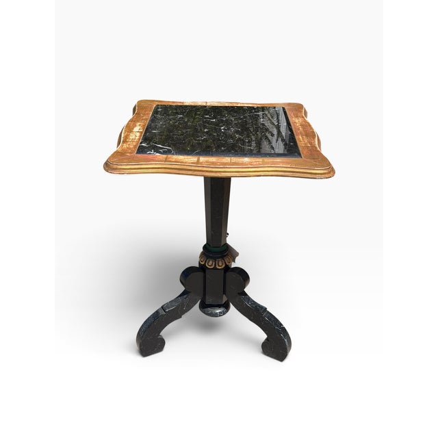 Antique Ebony & Giltwood Marble Top Tripod Pedestal Table For Sale In Los Angeles - Image 6 of 6