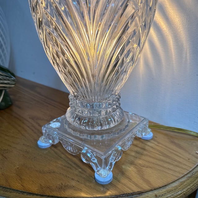 Transparent Pressed Glass Urn Style Table Lamp For Sale - Image 8 of 12