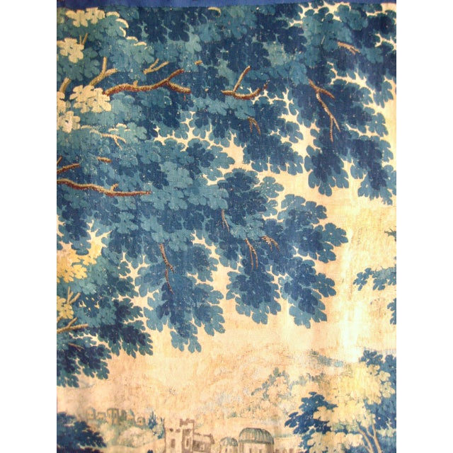 French Aubusson Verdure Country Side With a Lake and Castle 18 Century For Sale - Image 16 of 17