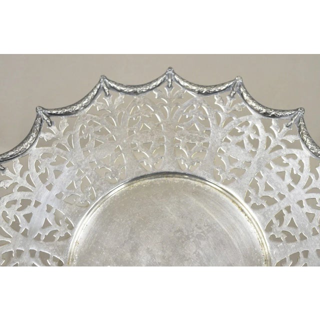 Victorian Silver Plated Draped Rim Small Footed Trinket Dish Platter Tray For Sale - Image 4 of 10