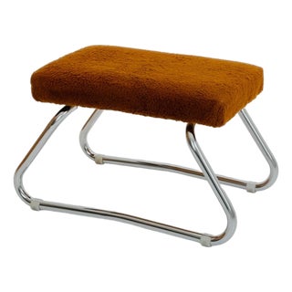 Mid-Century Modern Bauhaus Stool with Chrome Accents and Hidden Steps, 1960s For Sale