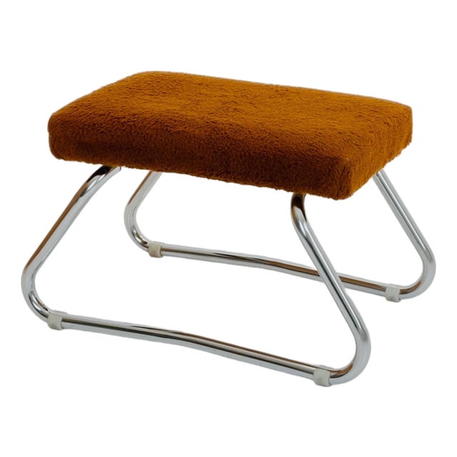 Mid-Century Modern Bauhaus Stool with Chrome Accents and Hidden Steps, 1960s For Sale