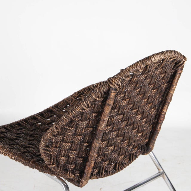Set of Chair and Ottoman in Rope and Chrome, 1970s For Sale - Image 10 of 16