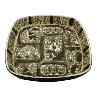 Vintage Nils Thorsson Royal Copenhagen Faience Baca Series Shallow Dish For Sale